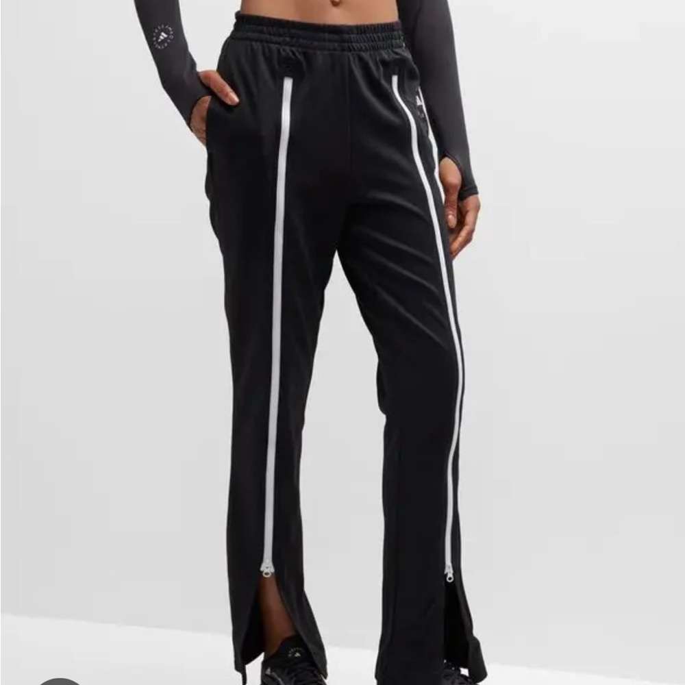 Adidas by Stella McCartney Black Joggers with White Zippers